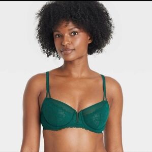 Women's Unlined Balconette Bra - Auden Green 38D